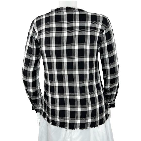 NWOT Monari Italia Raw Hem Ruffle Plaid Shirt Size 10 - Picture 5 of 7